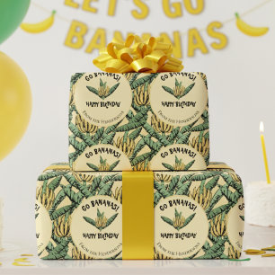 Papel De Regalo Exótico Yellow Go Bananas Happy Birday Jungle