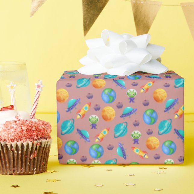 Papel De Regalo Exploradores espaciales en rosa Ruddy (Fiesta de cumpleaños )