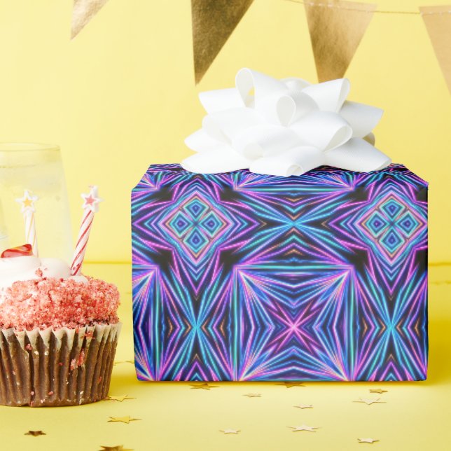 Papel De Regalo Explosión abstracta de neón psicodélico (Fiesta de cumpleaños )