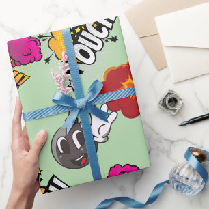 Papel De Regalo Explosión de arte pop de cómic, regalo de envoltur