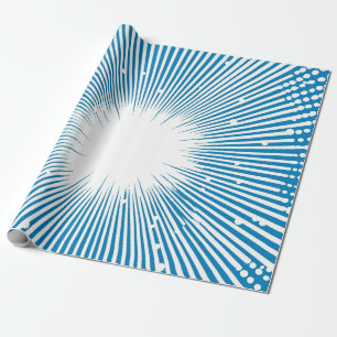 Papel De Regalo Explosión de arte pop de estilo cómico - azul y bl