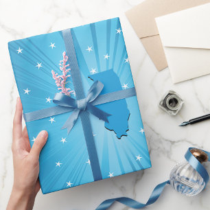 Papel De Regalo Explosión de Estrella Azul Silueta del Estado de I