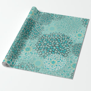 Papel De Regalo Explosión de la flor del Aquamarine y de la menta