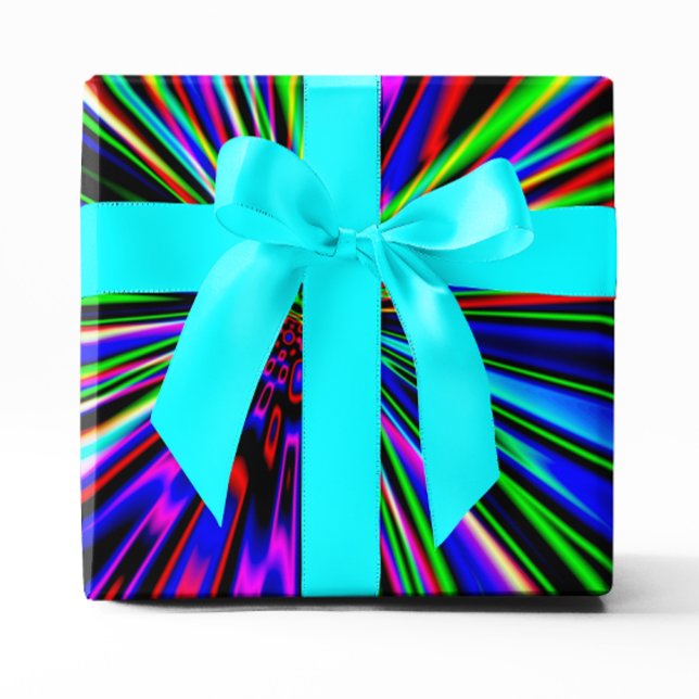 Papel De Regalo Explosión de neón Arte fractal colorido (Neon Explosion Colorful Fractal Art Wrapping Paper)