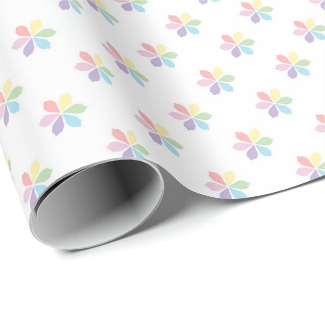 Papel De Regalo Explosiones de Pétalos de Arcoíris Pastel para Beb (Esquina del rollo)