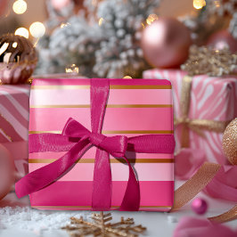 Papel De Regalo Exquisito Berry Pink y Gold Strike