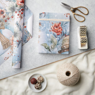 Papel De Regalo Exquisito desenlace festivo floral de Snowman