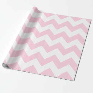 Papel De Regalo Extra grande rosa clara y blanca Chevron