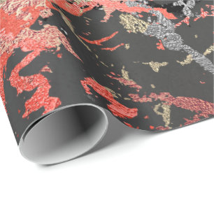 Papel De Regalo Extracto gris negro coralino de Graphit del mármo