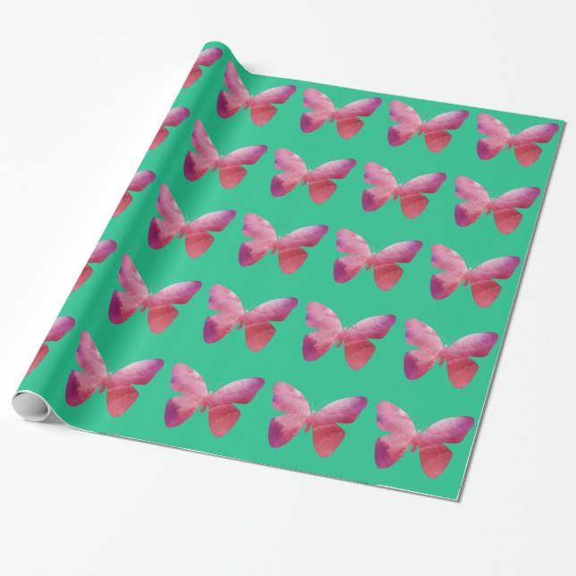 Papel De Regalo Extraña libertad de mariposa rosa (Desenrollado)