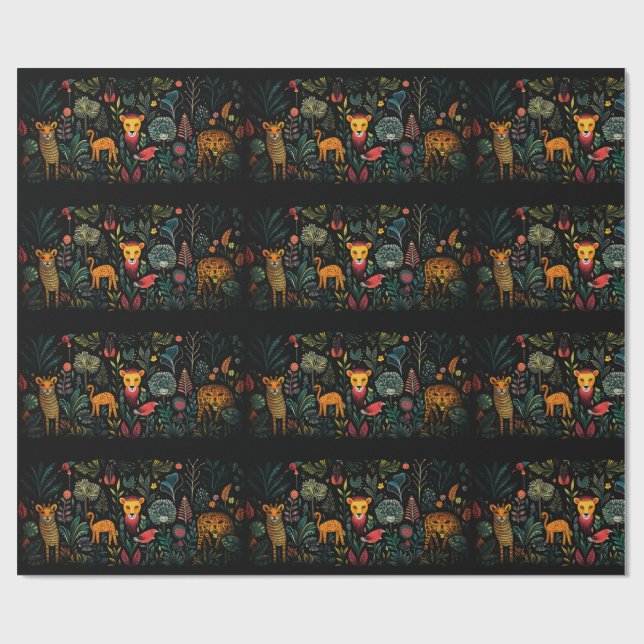 Papel De Regalo Extraños animales de fantasía con plantas mágicas (Superficie plana)