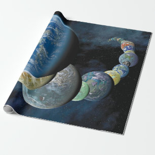 Papel De Regalo Extraños Nuevos Mundos Montaje de Planetas Alien
