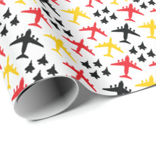 Papel De Regalo F22 C17 KC135 en rojo amarillo dorado y negro