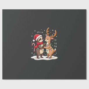 Papel De Regalo Fa La La Llama Luces de Navidad Perezoso Montado L