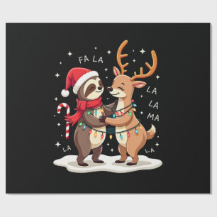 Papel De Regalo Fa La La Llama Luces de Navidad Perezoso Montando