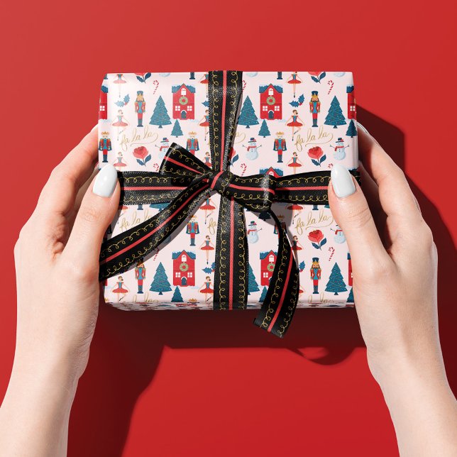 Papel De Regalo Fa La Pink Nutcracker Navidades Ballet (Subido por el creador)