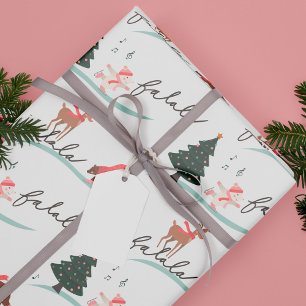 Papel De Regalo Fa La Winter Wonderland Forest Woodland Animals