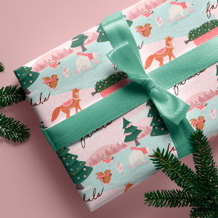 Papel De Regalo Fa La Winter Wonderland Forest Woodland Animals