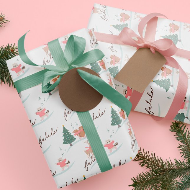 Papel De Regalo Fa La Winter Wonderland Forest Woodland Animals (Fa La Winter Wonderland Forest Woodland Animals Wrapping Paper)