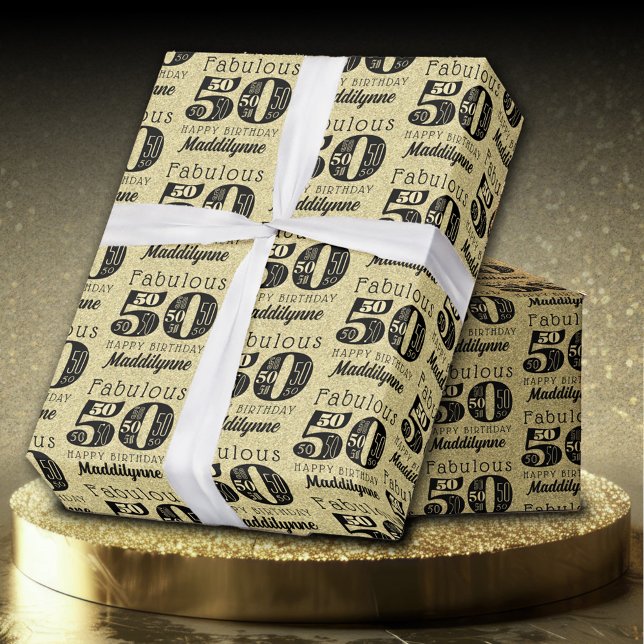 Papel De Regalo Fabuloso cumpleaños 50 de oro (Subido por el creador)