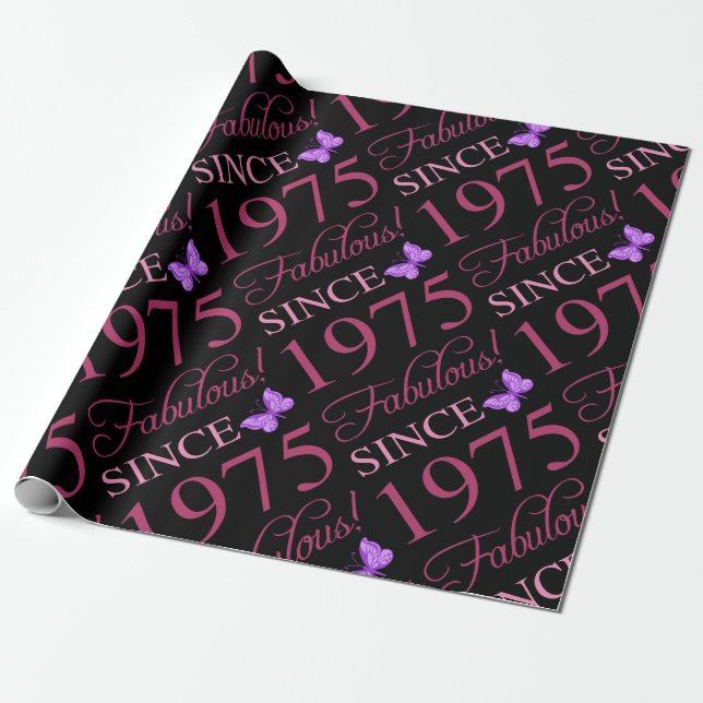 Papel De Regalo Fabuloso desde 1975 50 cumpleaños (Desenrollado)