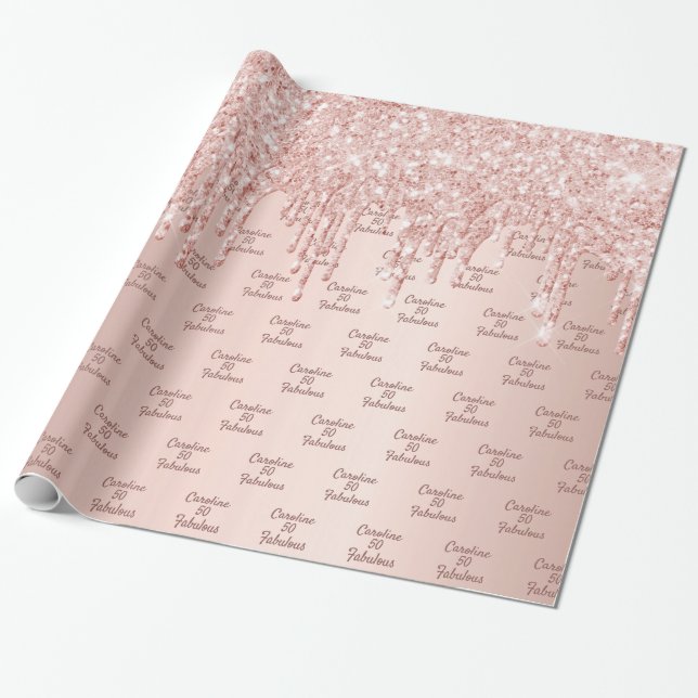 Papel De Regalo Fabuloso rosa de oro purpurina chispa (Desenrollado)