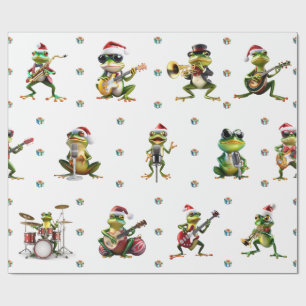 Papel De Regalo Fabulosos Navidades de banda de jazz de rana en bl