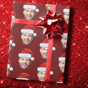Papel De Regalo Face personalizada Santa Hat Gift Wrap Funny Heads