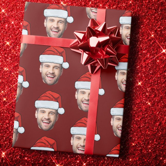 Papel De Regalo Face personalizada Santa Hat Gift Wrap Funny Heads (Subido por el creador)
