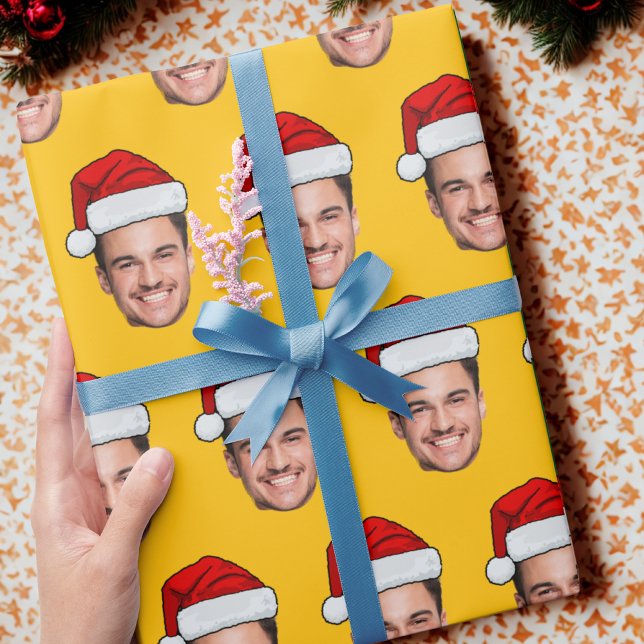 Papel De Regalo Face Photo Santa Hat Gift Wrap, Unique Gift Face (Subido por el creador)