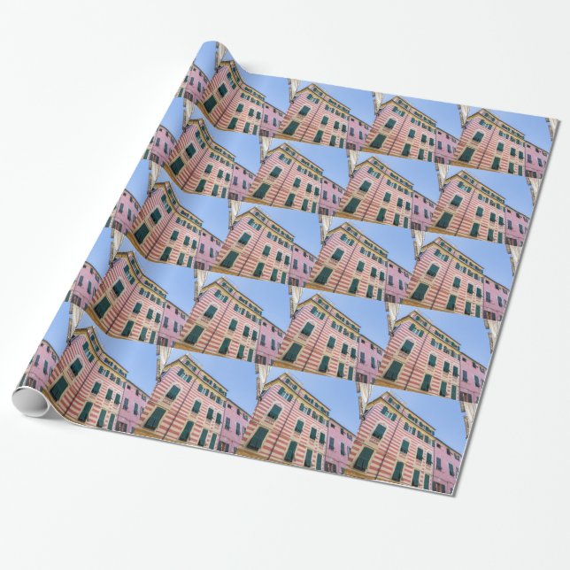 Papel De Regalo Fachadas de la Casa Monterosso Cinque Terre Liguri (Desenrollado)