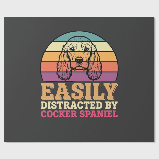 Papel De Regalo Fácilmente Distraído Por Perro Retro Cocker Spanie (Superficie plana)