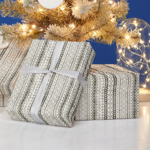 Papel De Regalo Faded Fair Isle Knit Watercolor Cabincore negro