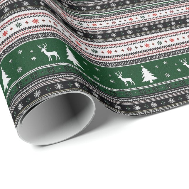 Papel De Regalo Fair Isle Holiday Knit (Esquina del rollo)