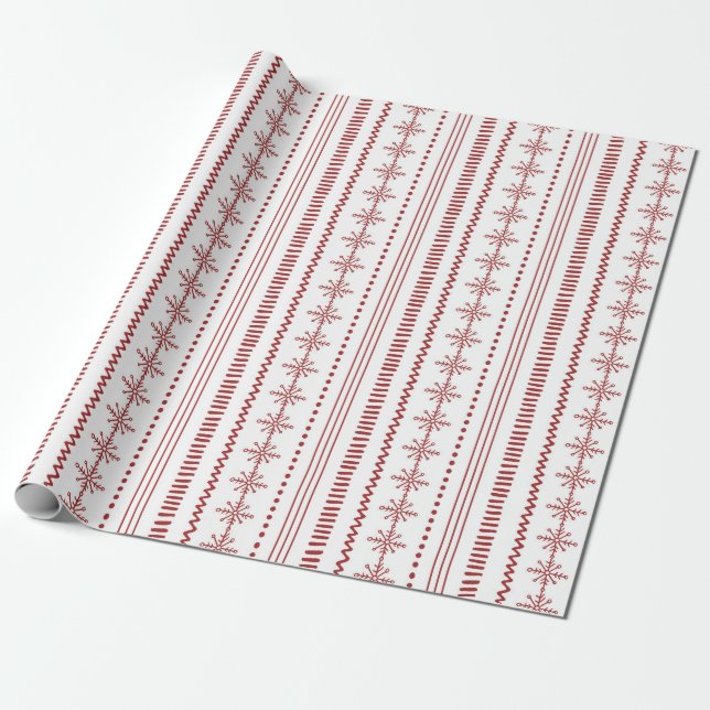 Papel De Regalo Fair Isle - Navidades rojos (Desenrollado)