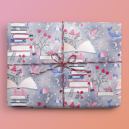 Papel De Regalo Fairtale Pop Book Castle Gray