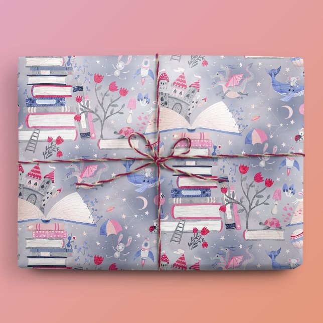 Papel De Regalo Fairtale Pop Book Castle Gray (Gift Mockup)