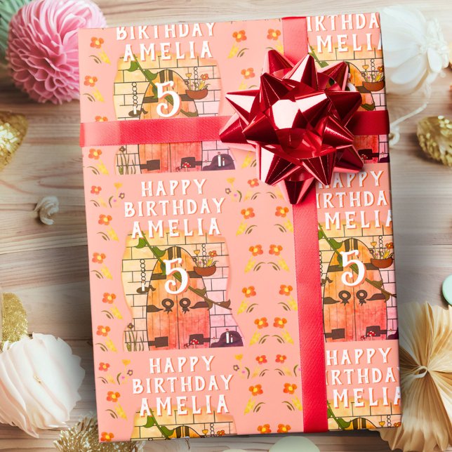 Papel De Regalo Fairy Tale Door Flower Drawing Chica Feliz Cumplea (Subido por el creador)