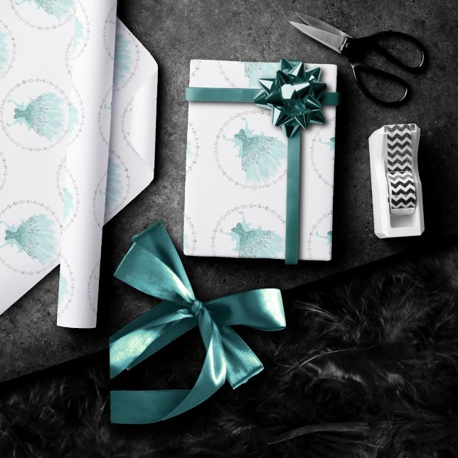 Papel De Regalo Fairy Wing Mint Gown | Luxe Pearl Green Aqua Sheen (Subido por el creador)
