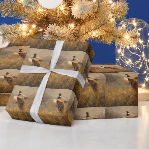 Papel De Regalo Faisán en Vuelo Dorado