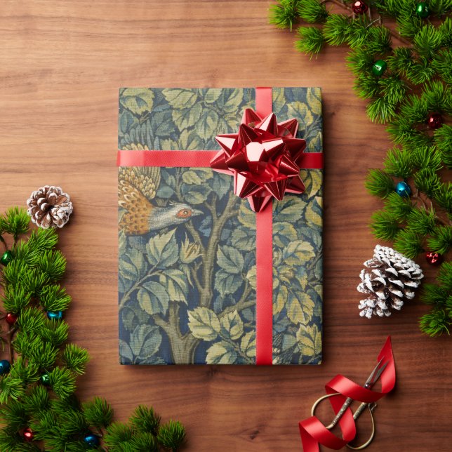 Papel De Regalo Faisán gallo William Morris bosque ave árbol (Regalo de vacaciones)