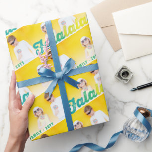 Papel De Regalo Falalalala Green Ombre Script Holiday Multi Photo