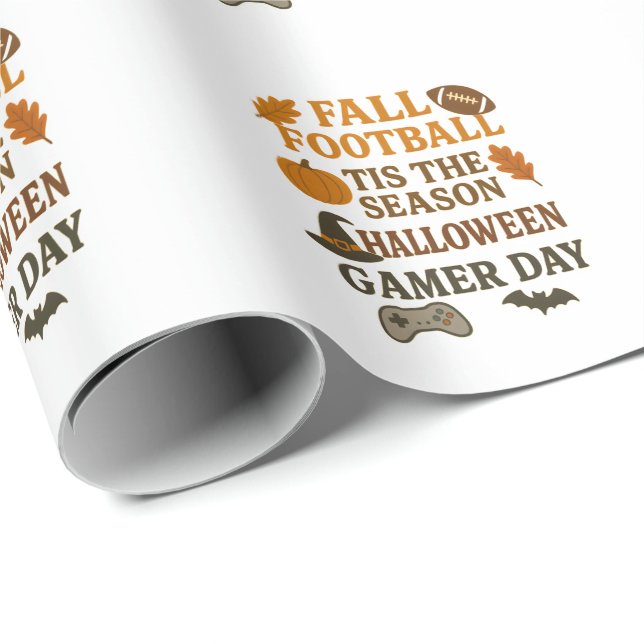 Papel De Regalo Fall Football Tis The Season Halloween Gamer Day (Esquina del rollo)
