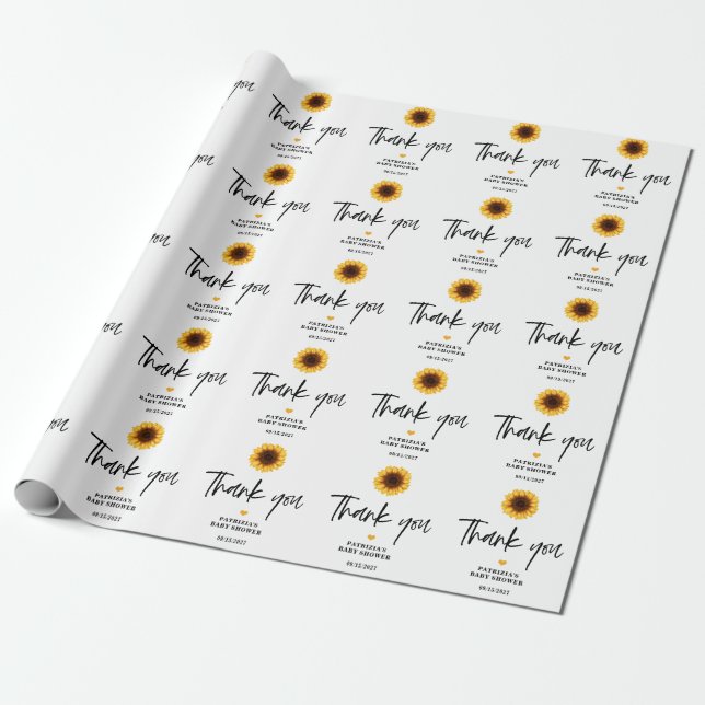 Papel De Regalo Fall in Love Sunflower Baby Shower (Desenrollado)