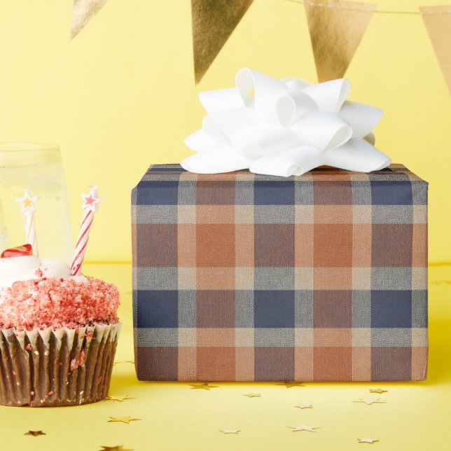 Papel De Regalo Fall Plaid Faux Fabric Texture Wrapping Paper Roll (Fiesta de cumpleaños )
