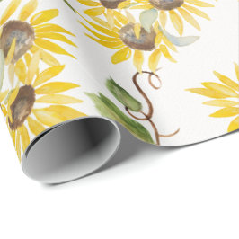 Papel De Regalo Fall Sunflower Watercolor Wrapping Paper