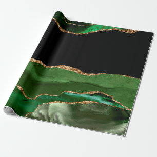Papel De Regalo Falsa esmeralda verde mármol agrietado contempor
