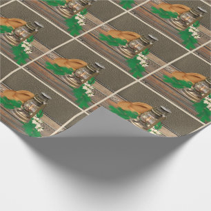 Papel De Regalo Falsa impresión de cuero de madera de vaquero de