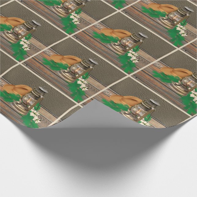 Papel De Regalo Falsa impresión de cuero de madera de vaquero de (Esquina)