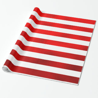 Papel De Regalo Falsas rayas horizontales blancas rojas "raya del